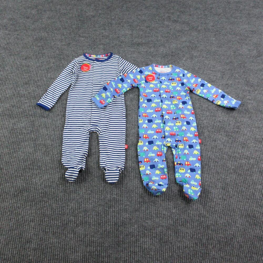 Magnetic Me Coverall Boys 3-6 Months Blue Multi Cars Footie Bundle 2-Pack NWT
